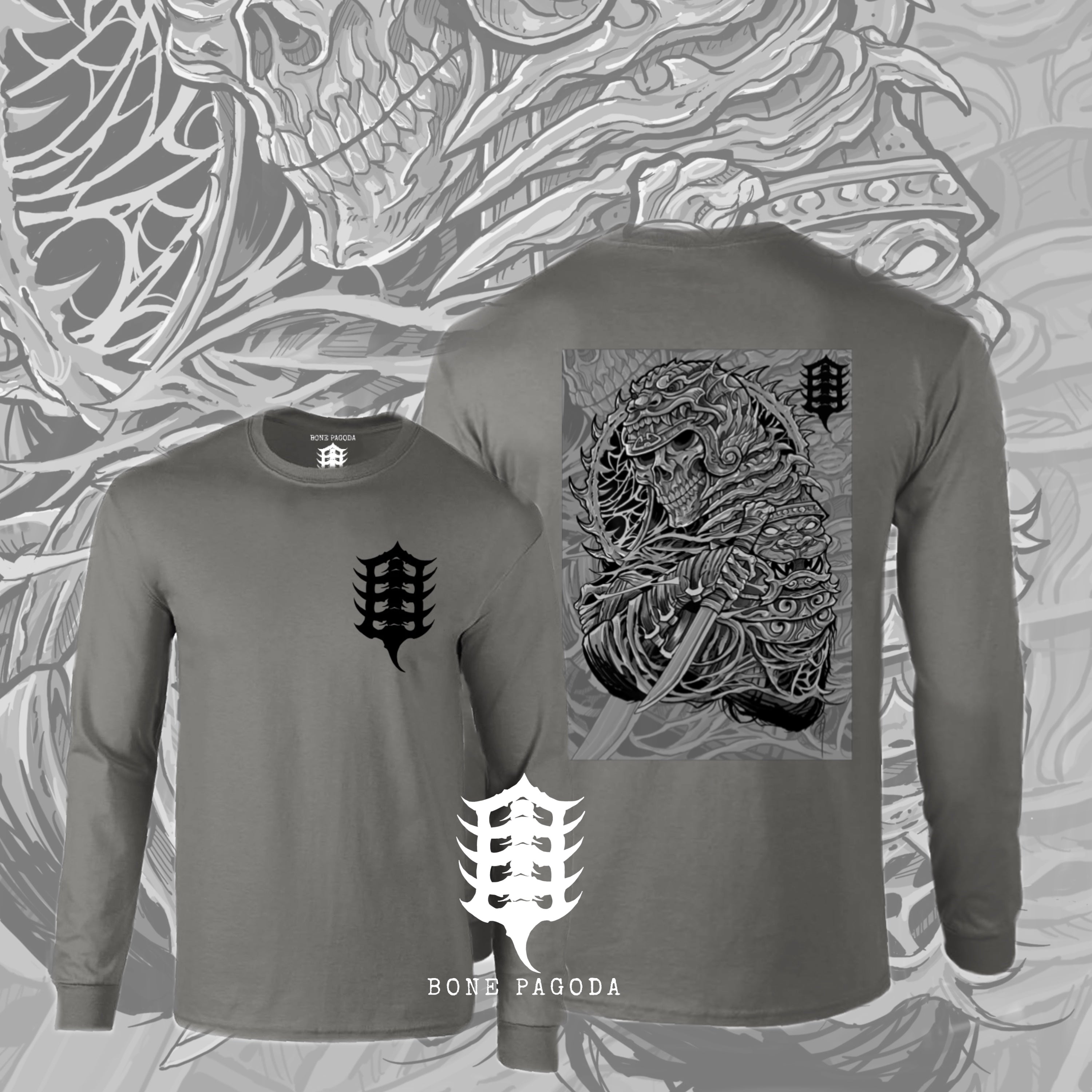 Undead Dynasty Warrior Long Sleeve Grey T-Shirt