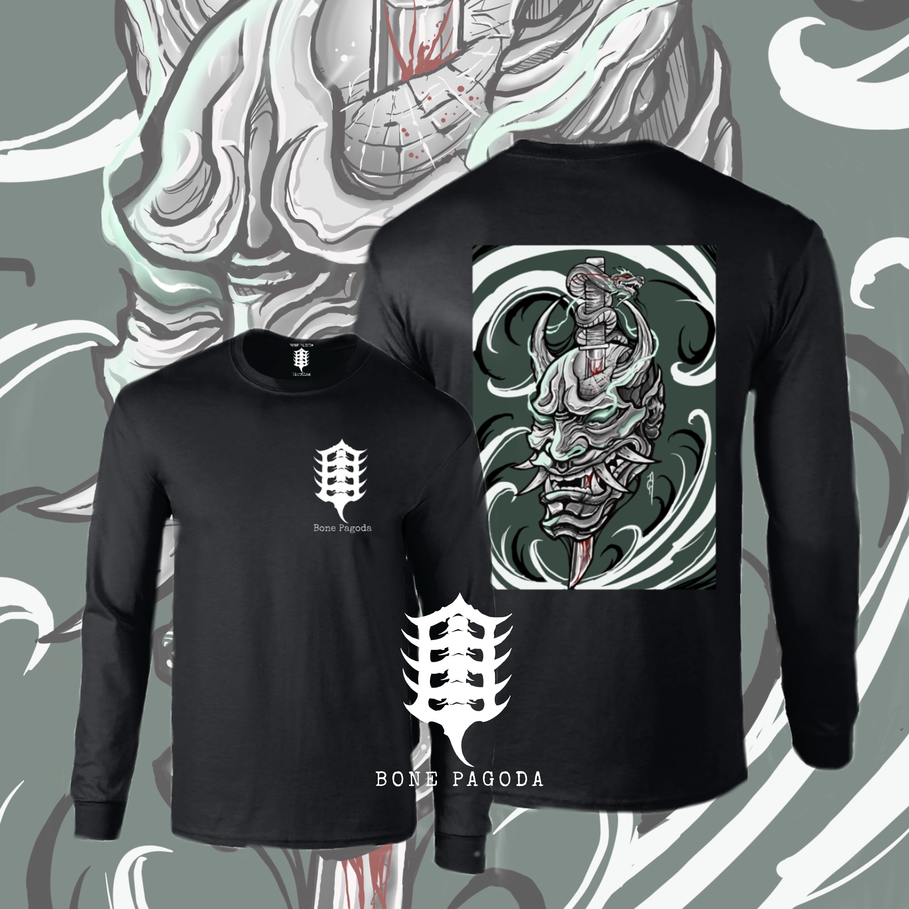 Oni Demon/ Dragon blade long sleeve T-shirt black