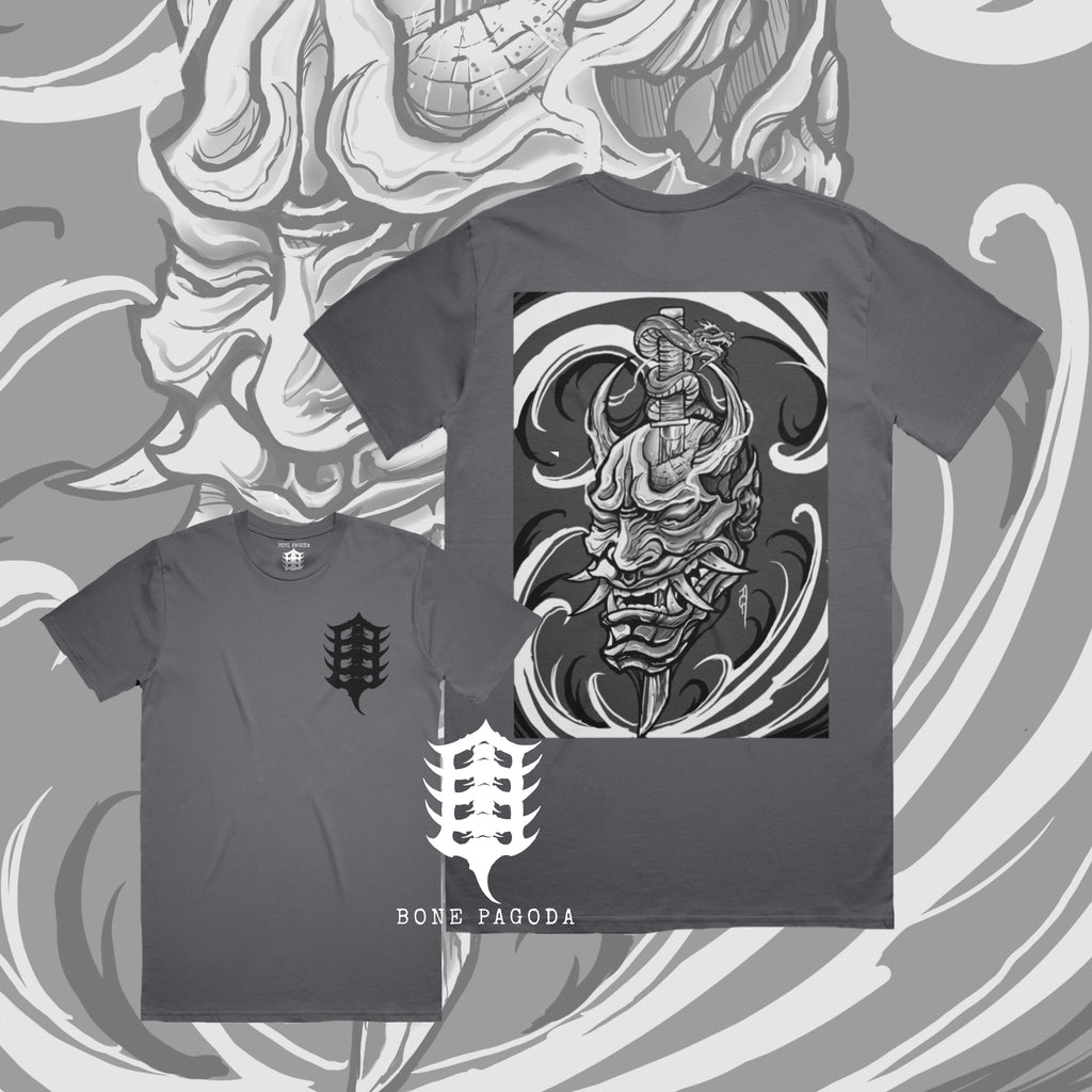 Oni Demon/ Dragon Blade Heavy-weight Grey T-Shirt