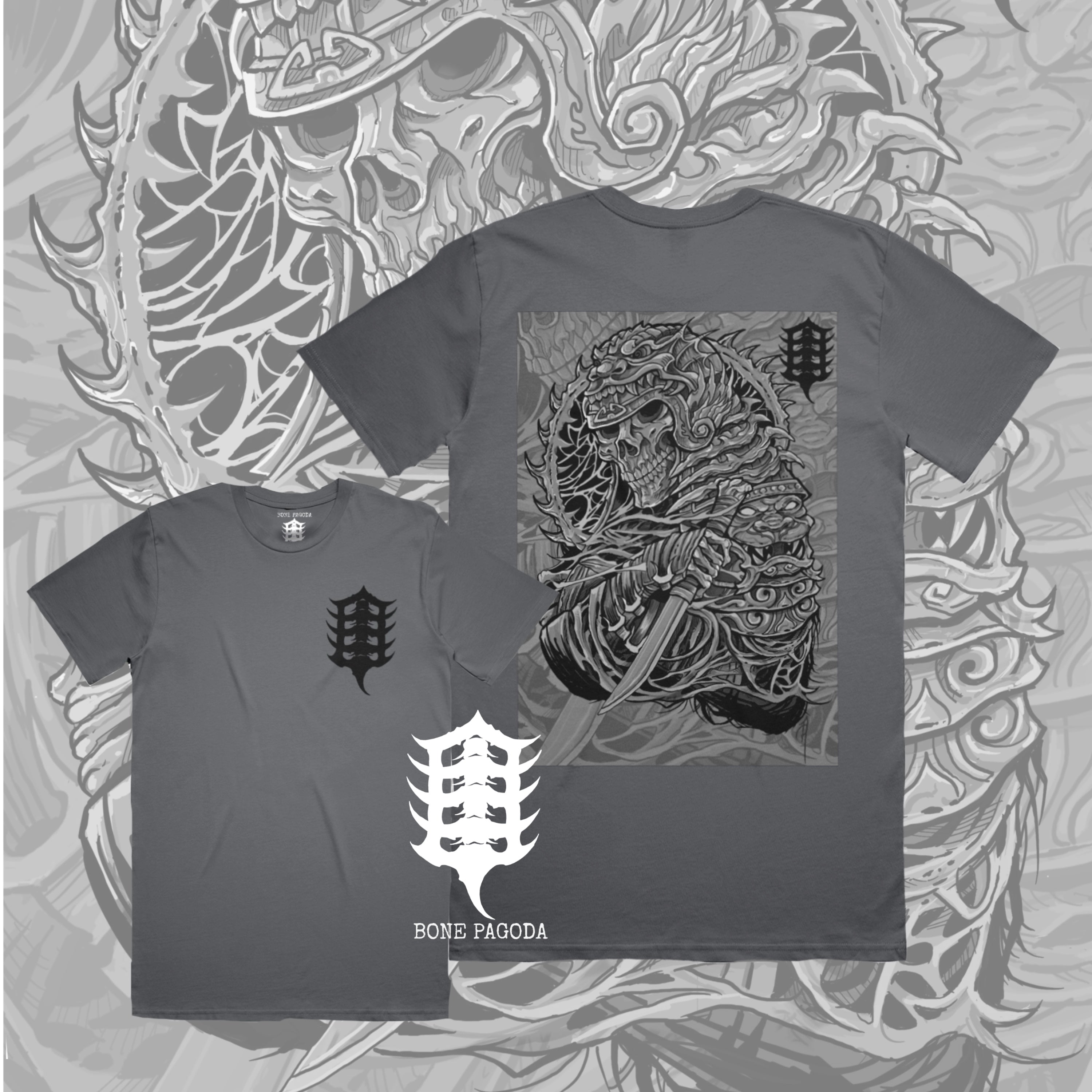 Undead Dynasty Warrior. Heavy-weight Grey T-Shirt