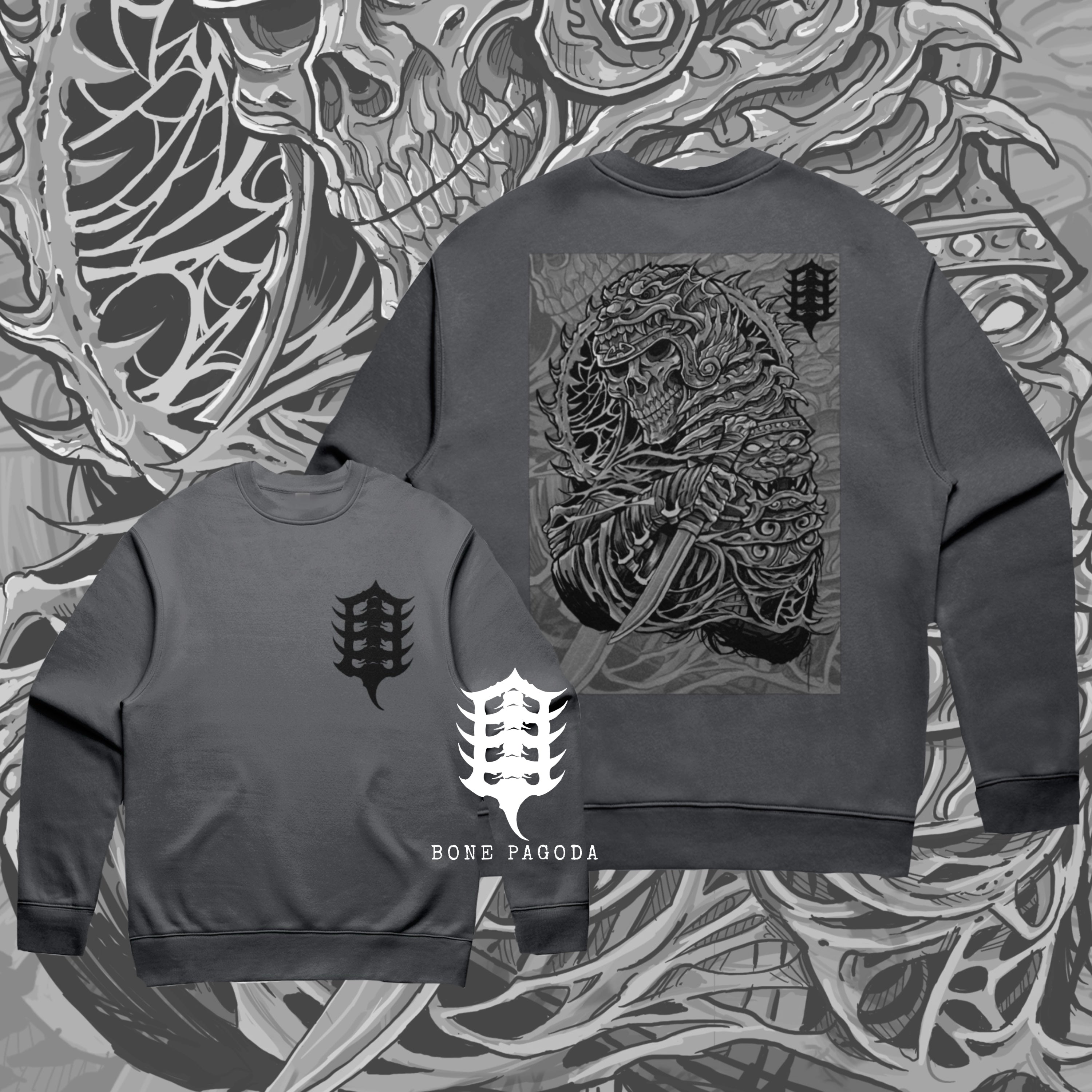 Undead Dynasty Warrior. Heavy-weight Grey Sweatshirt