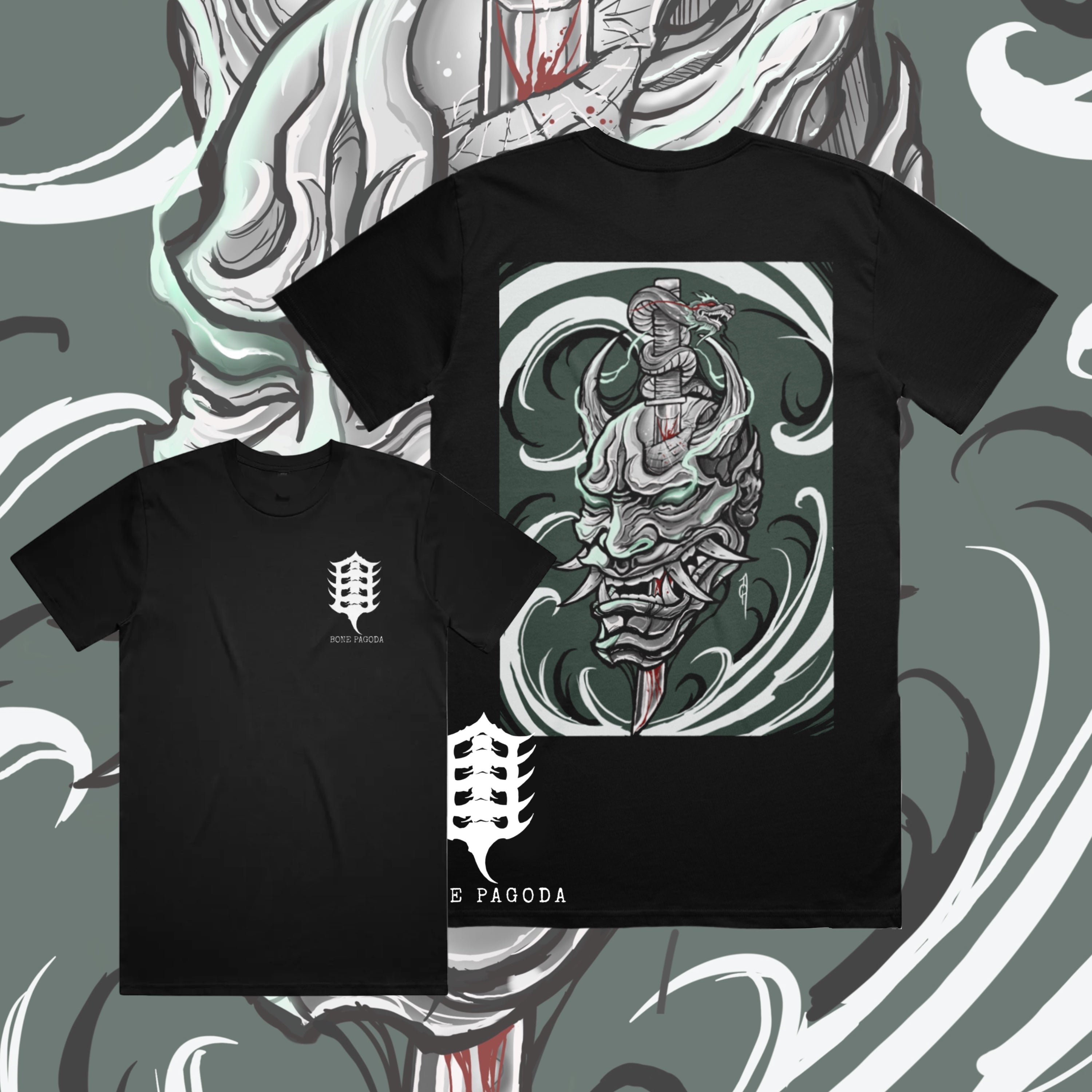 Oni Demon/ Dragon Blade heavy weight Black T-Shirt