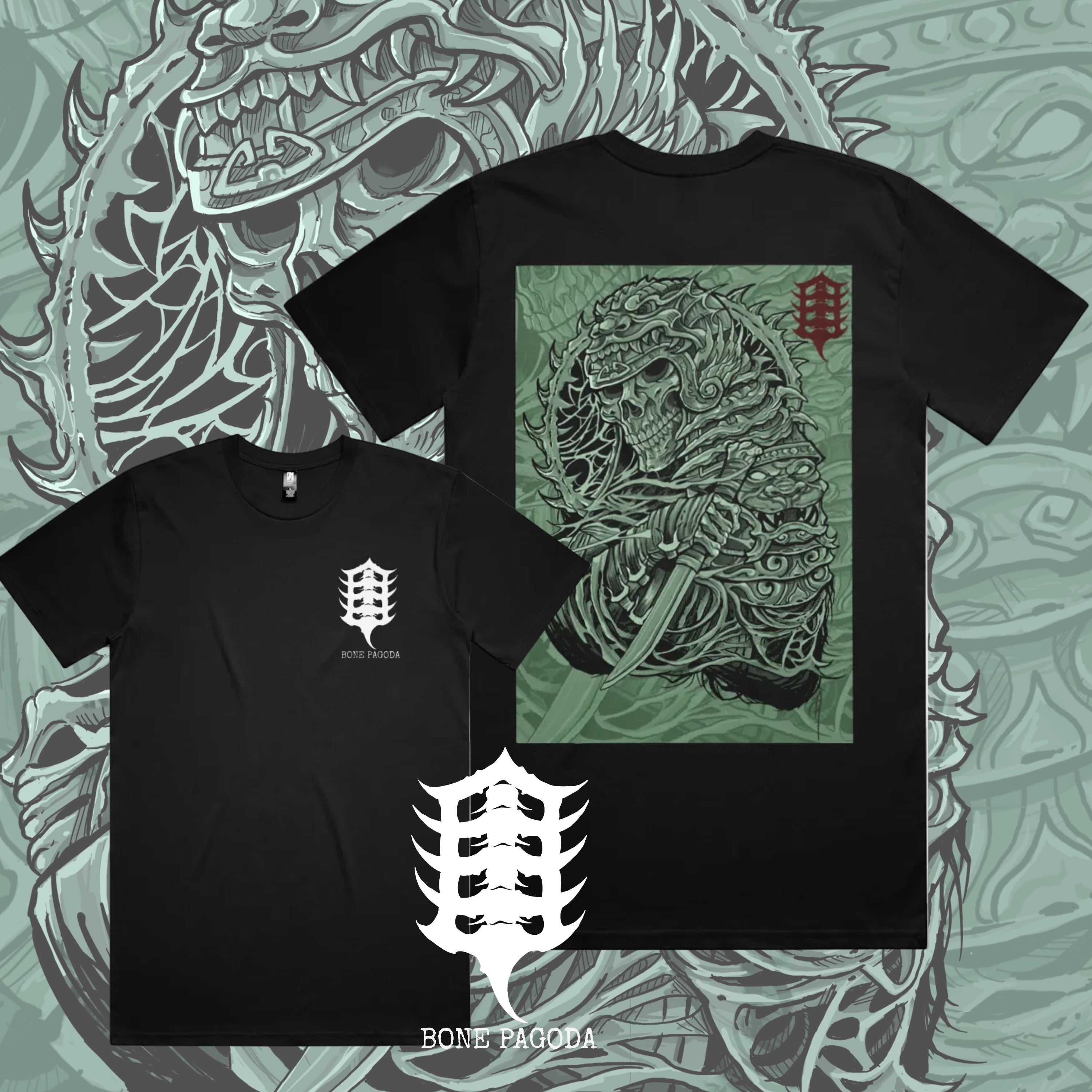 Undead Dynasty Warrior. Black Heavy weight T-Shirt.