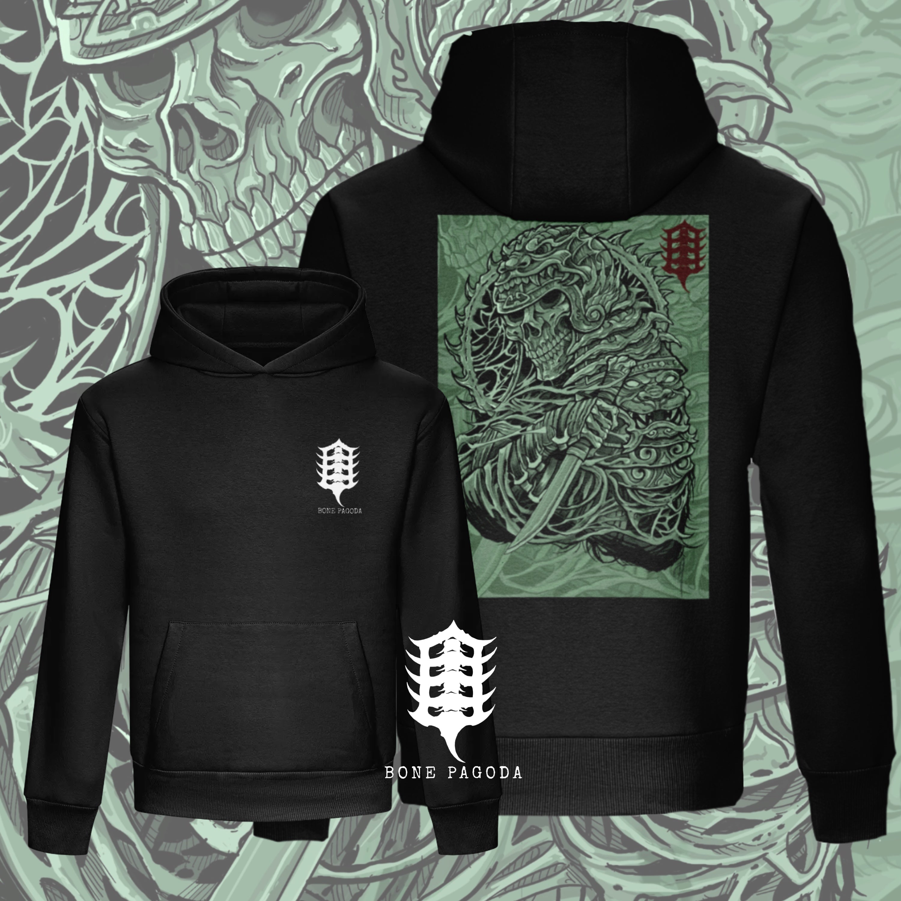 Hoodie Undead Dynasty Warrior. Black Heavy weight T-Shirt