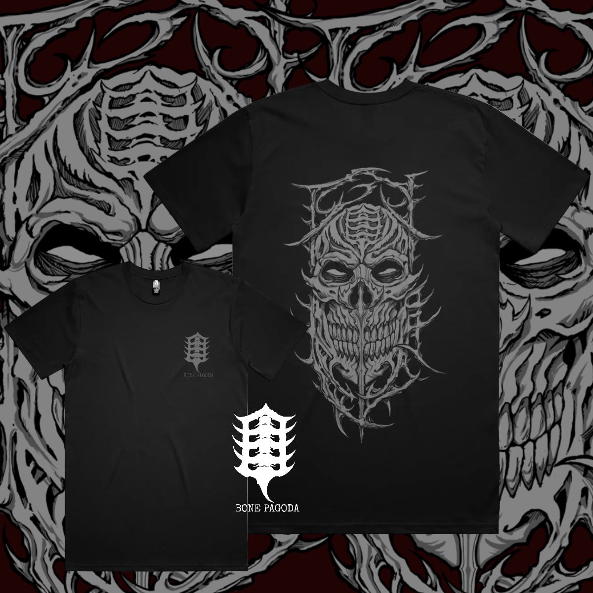 Kapala Skull. Black heavy-weight T-Shirt