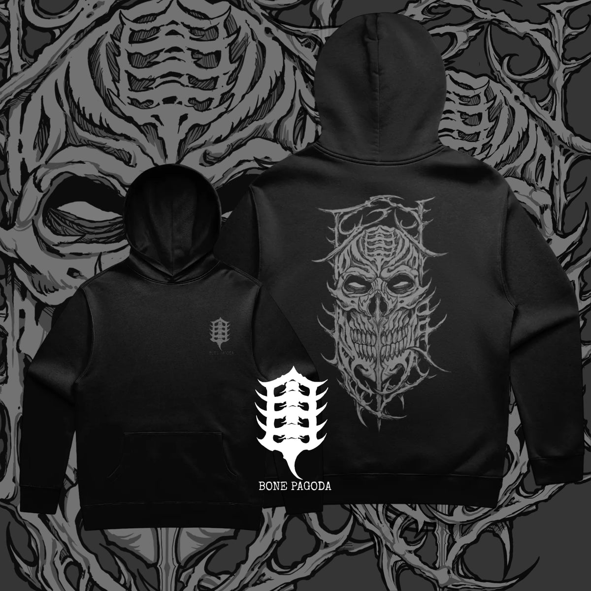 Kapala Skull Black Hoodie 320 gsm